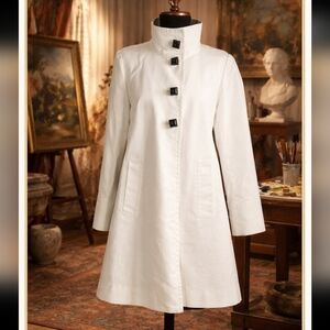 Vtg Pendleton White Swing Style Trench Coat with Black Accents Size Large